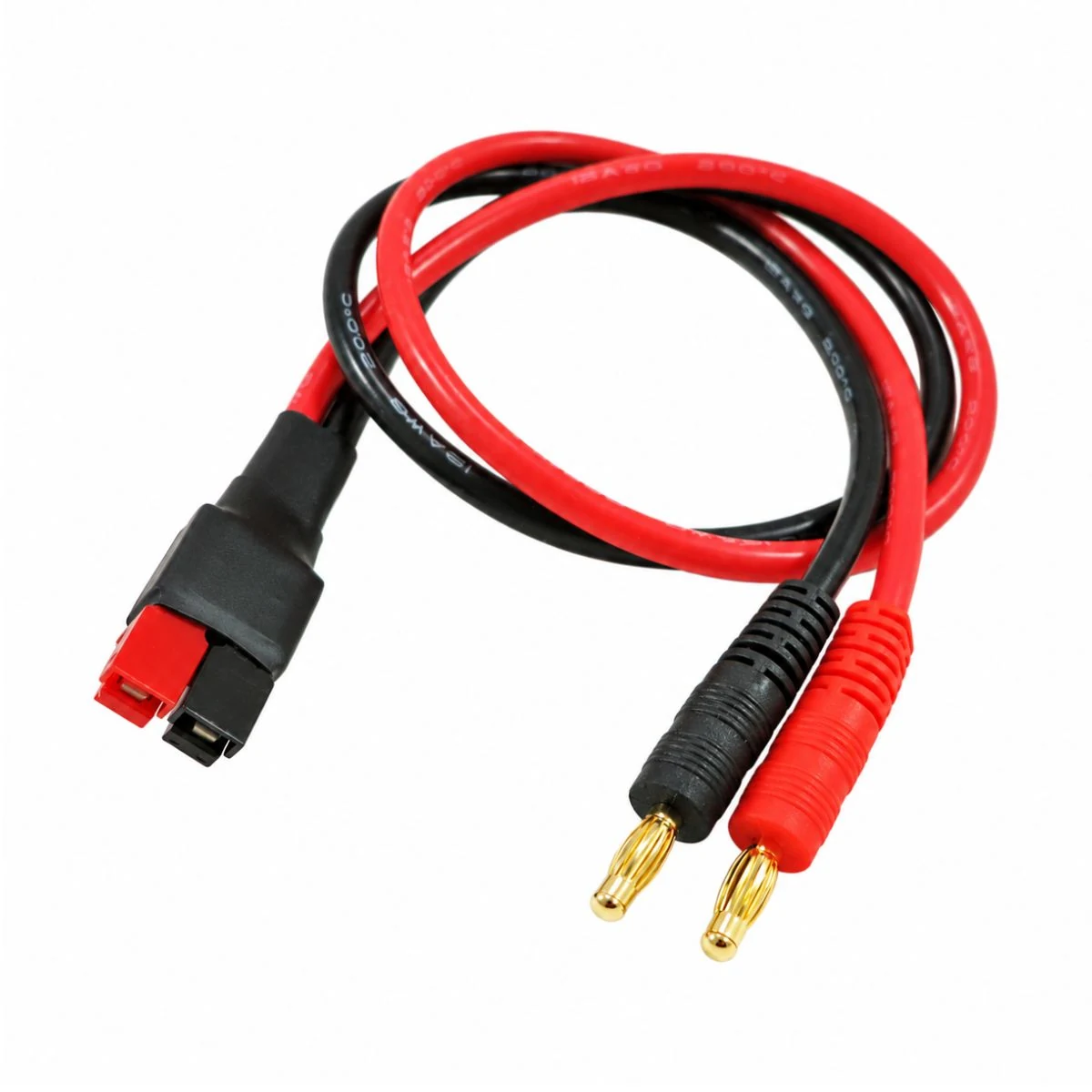 Construction close-up of Powerpole to 2-Way Banana Plug Power Harness