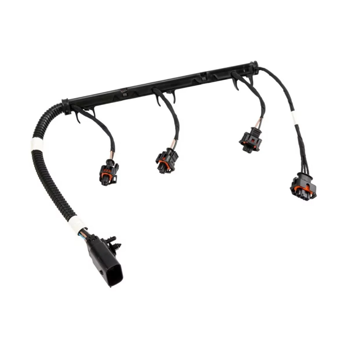 Construction close-up of Fuel Injector Mounting Rail & 4-Plug Harness
