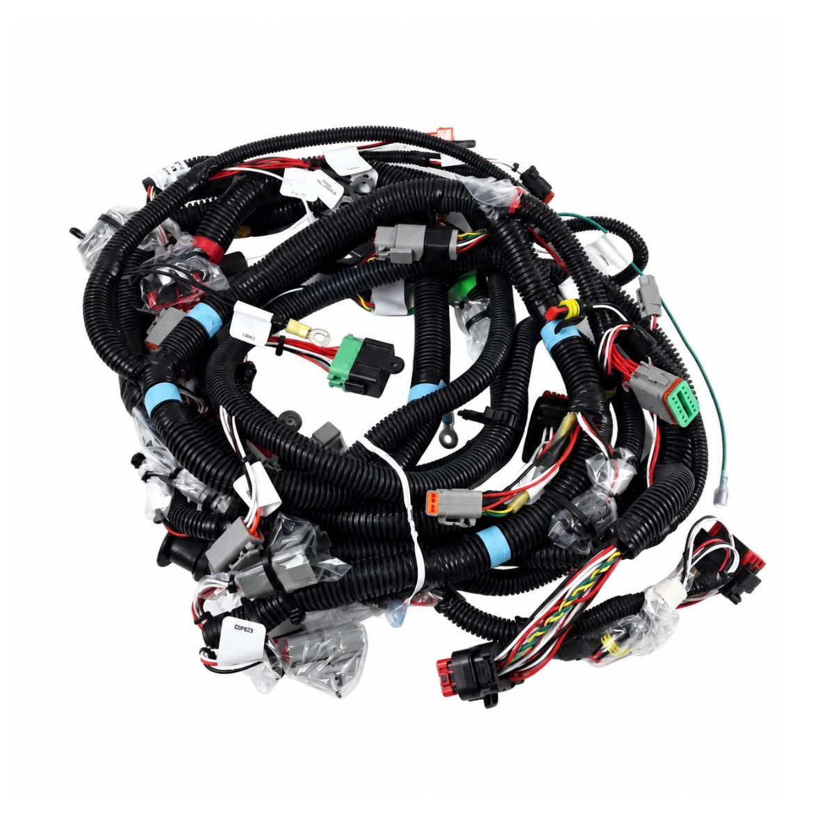 Construction close-up of Forklift Multi-Plug Coiled Harness