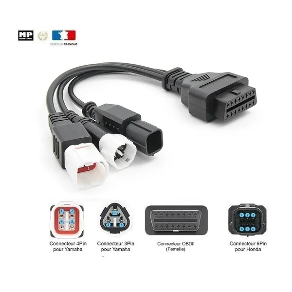 OBD-II to 3-Pin 、 4-Pin 、 6-Pin Motorcycle Diagnostic Harness