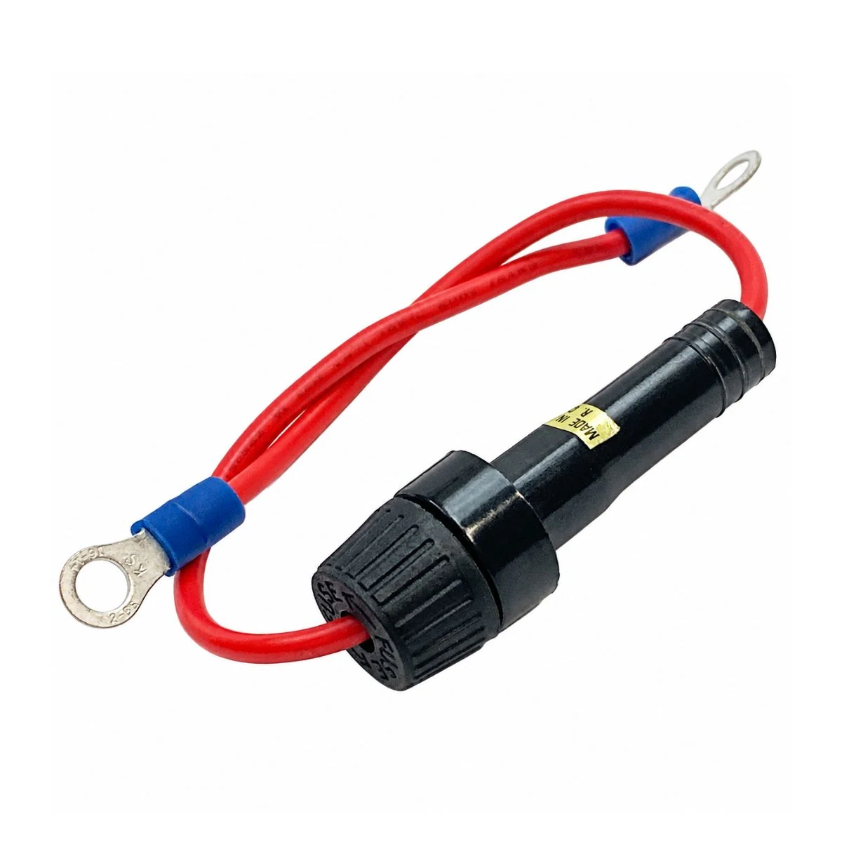 Cylindrical Fuse Holder Dual Ring Terminals Harness