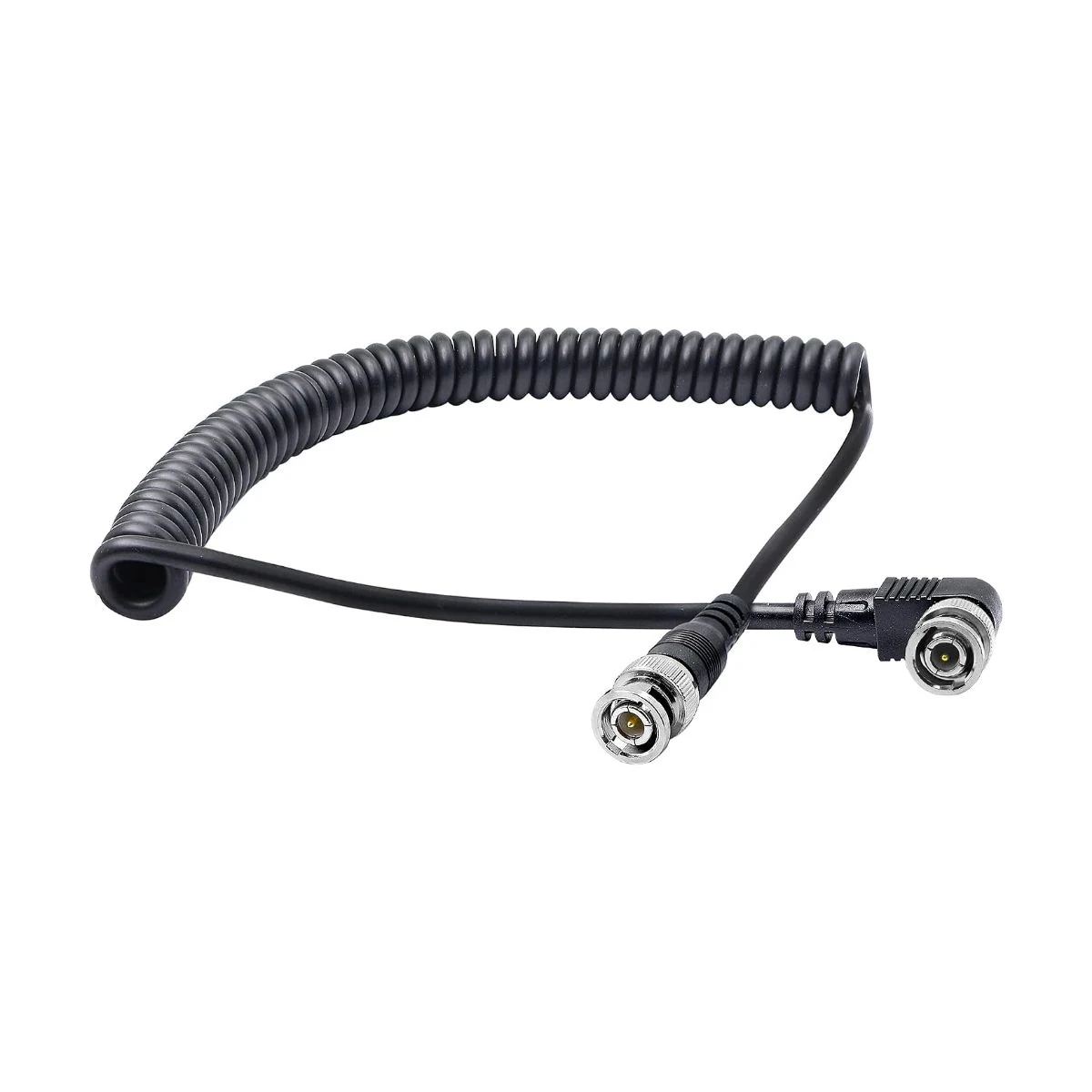 BNC Right-Angle Double-Ended Coiled Coaxial Cable