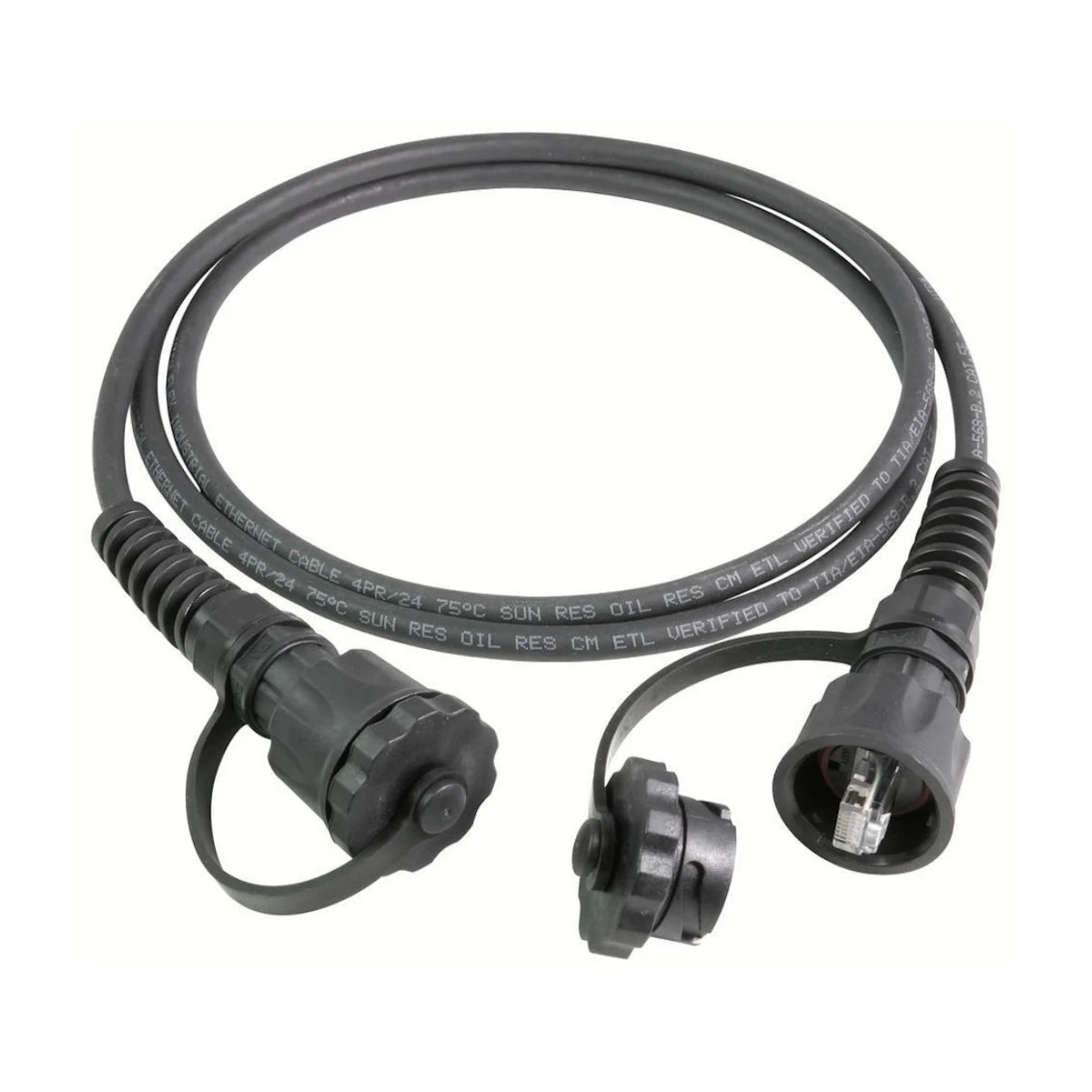 Construction close-up of C6A IP67 Double-Ended Sealed RJ45 Ethernet Cable
