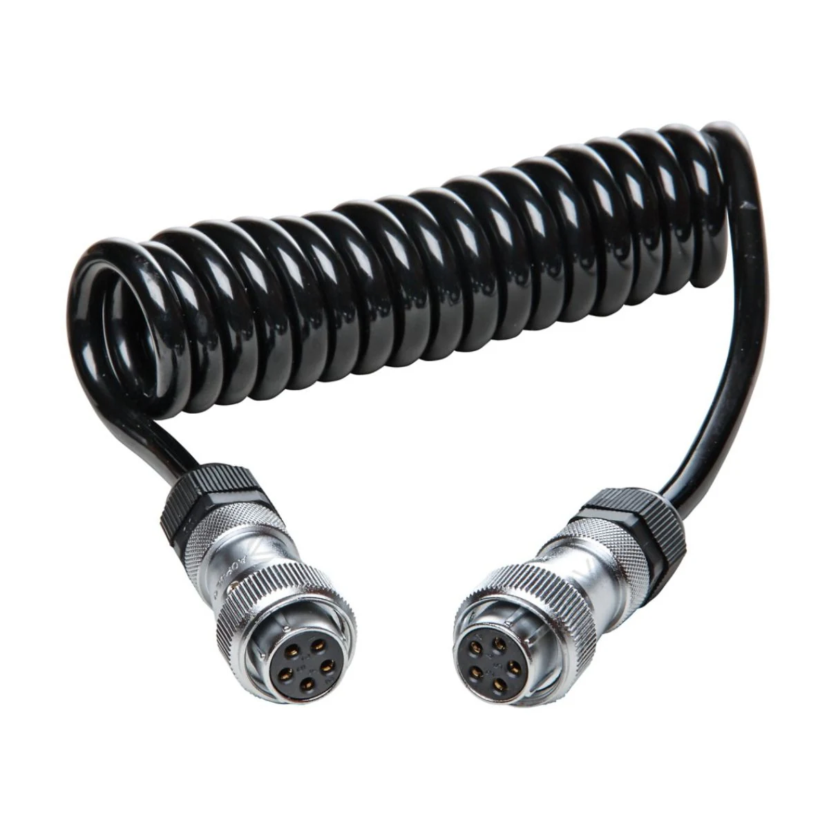 Construction close-up of ELITE Series Circular Metal Connector Coiled Harness