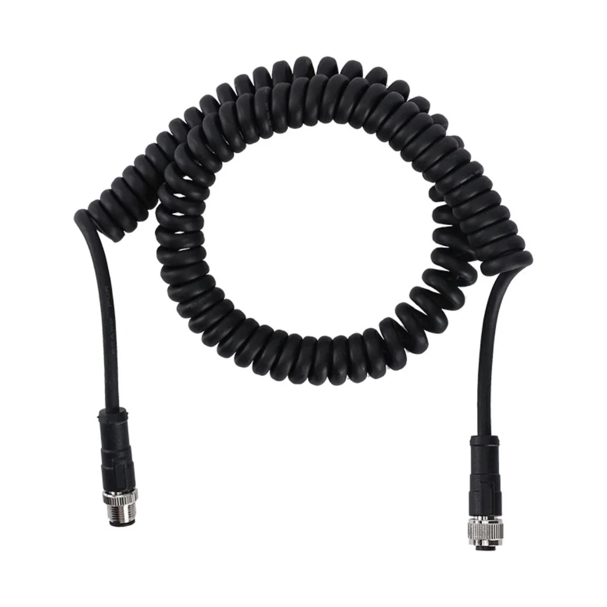 M12 Circular Connector Double-Ended Coiled Harness