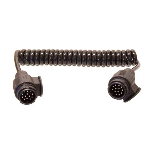 13-Pin Circular Straight Plug Coiled Trailer Harness
