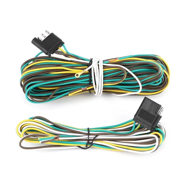 4-Pin Flat Trailer Plug Color-Coded Extension Harness Set