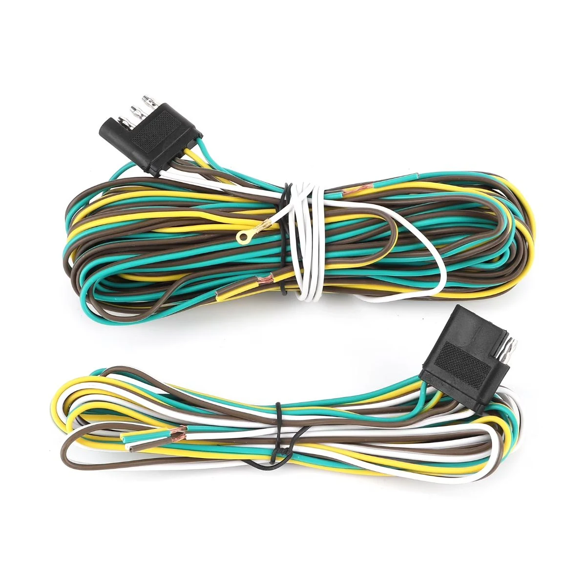 4-Pin Flat Trailer Plug Color-Coded Extension Harness Set