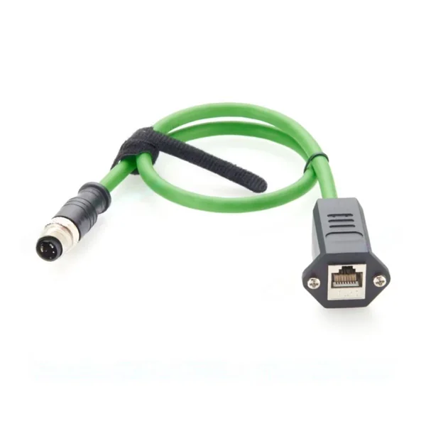 M12 4-Pin Connector to RJ45 Panel-Mount Harness