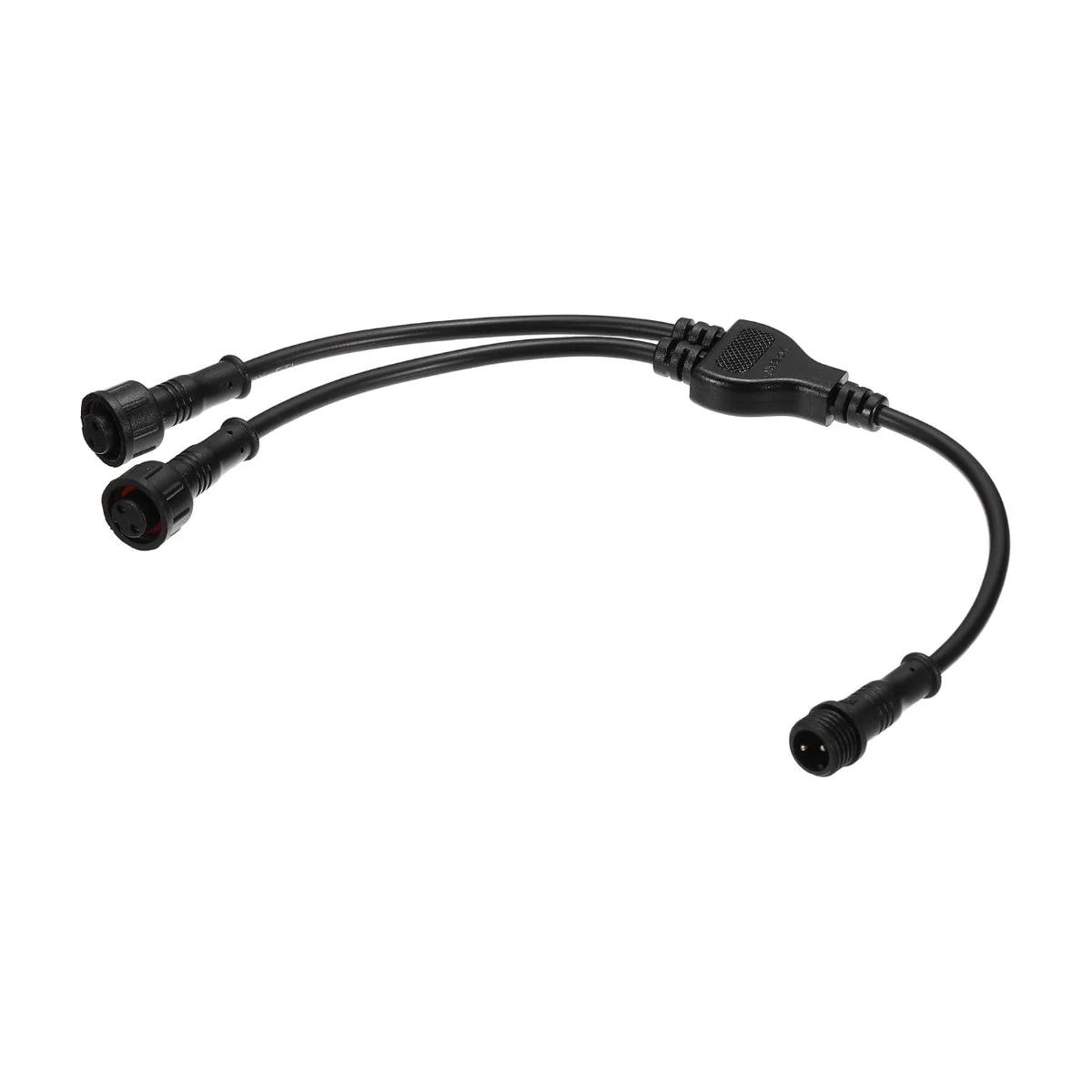 Construction close-up of 2-Pin Circular Male-to-Female Plugs 1-to-2 Harness