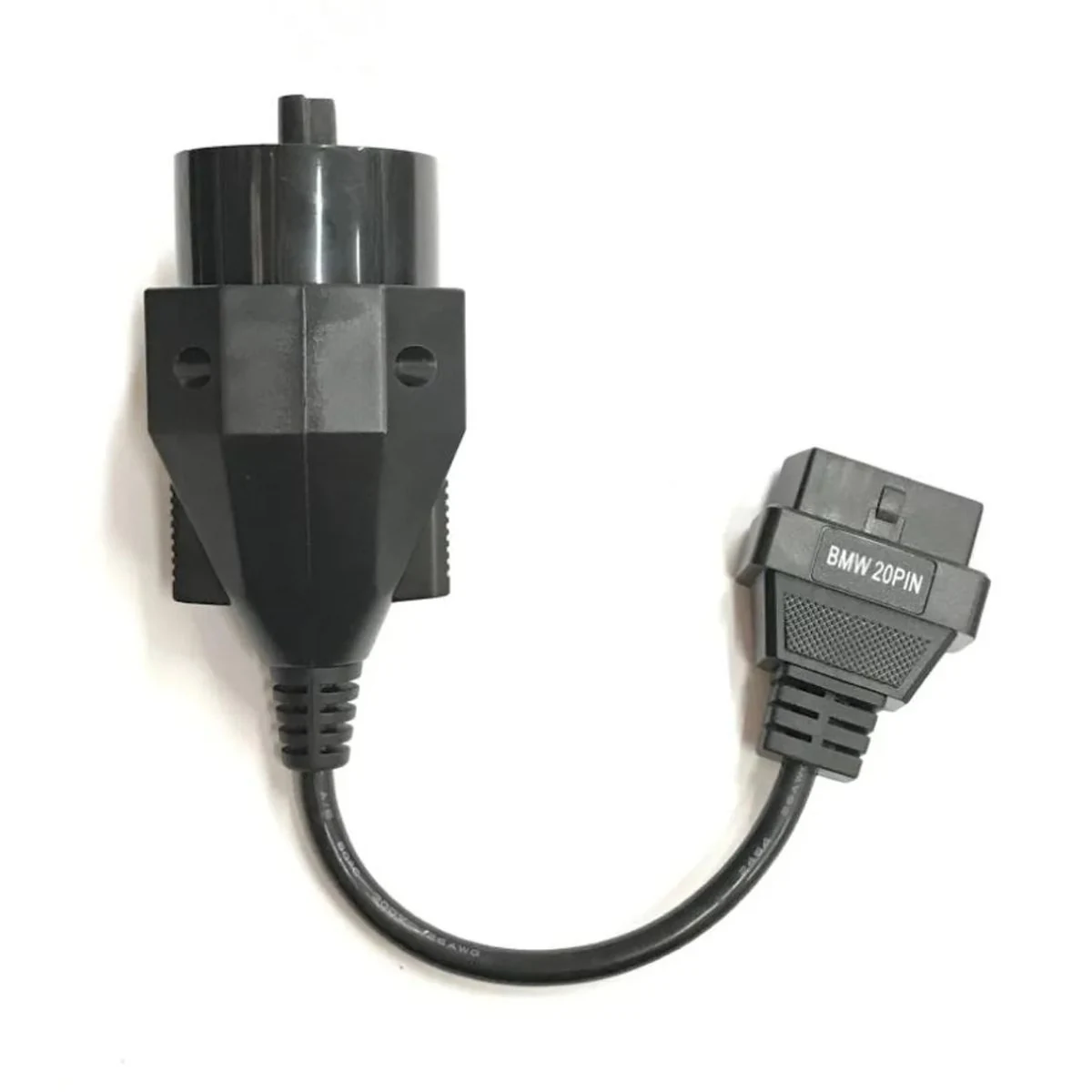 Construction close-up of 20-Pin Large Circular Diagnostic Plug to OBD-II Harness