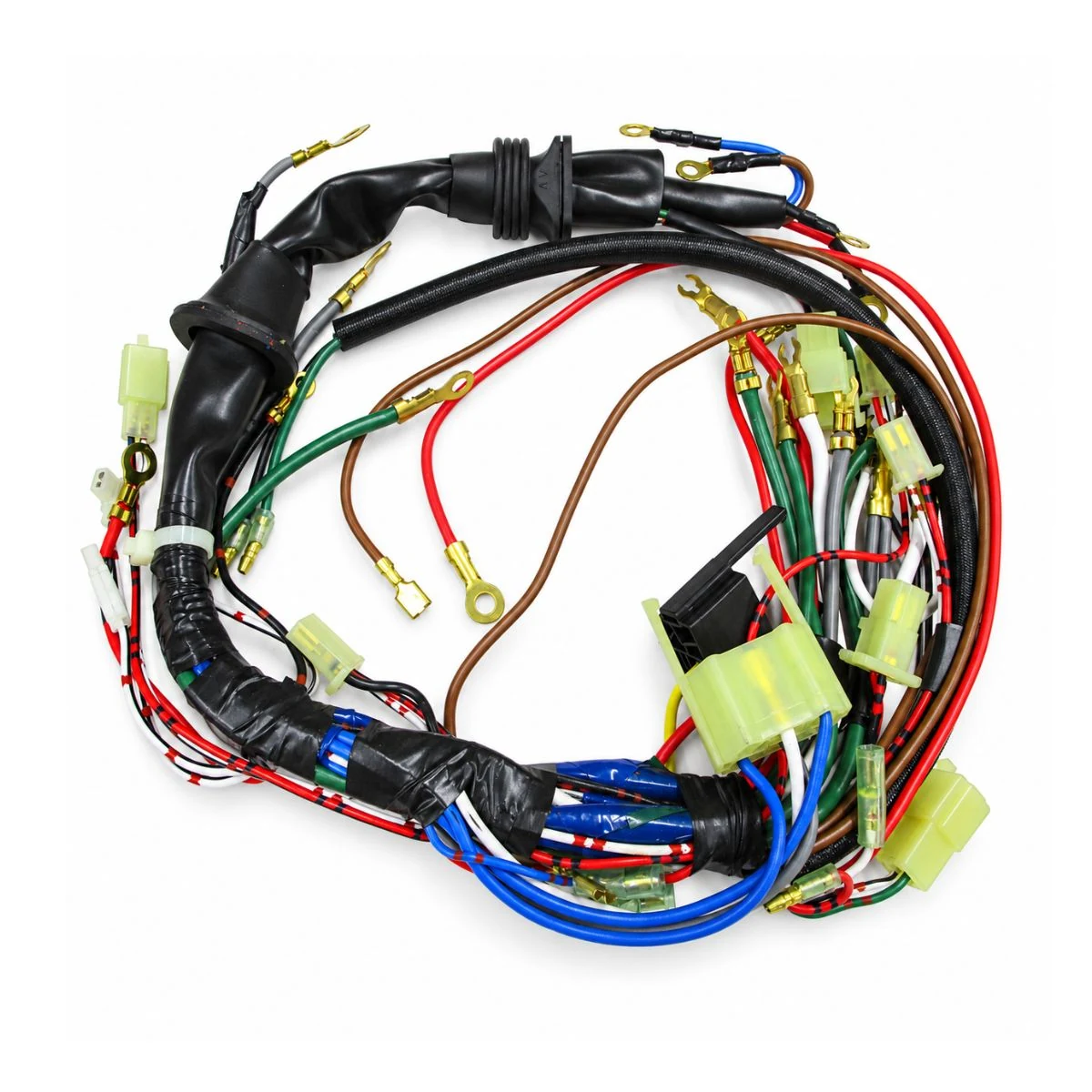 Construction close-up of Agricultural Equipment Color-Coded Wire Multi-Plug Harness